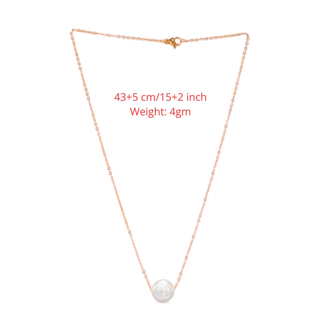Single Pearl Rose Gold Layered Chain Necklace