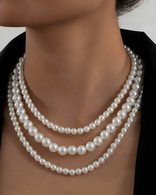Triple Layered Pearl Neckalce