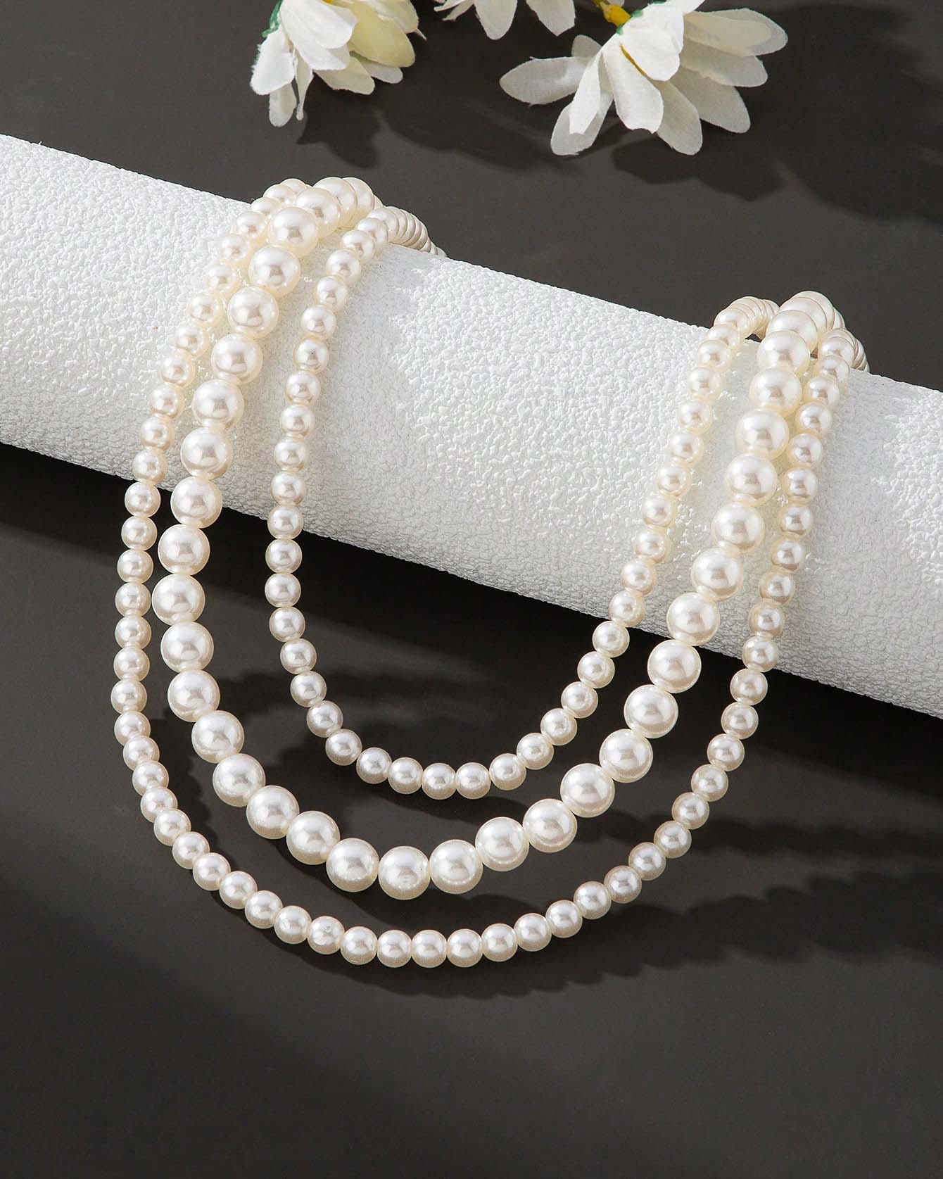Triple Layered Pearl Neckalce