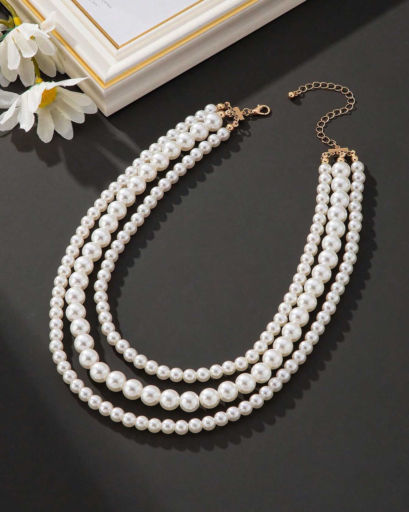 Triple Layered Pearl Neckalce