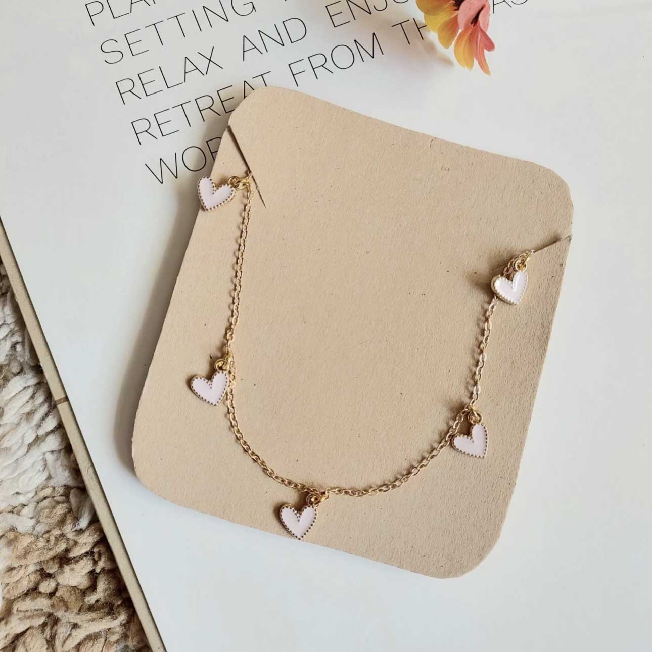 Five White Heart Necklace