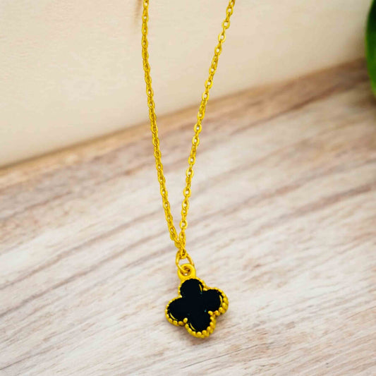 Black Flower Chain Pendant