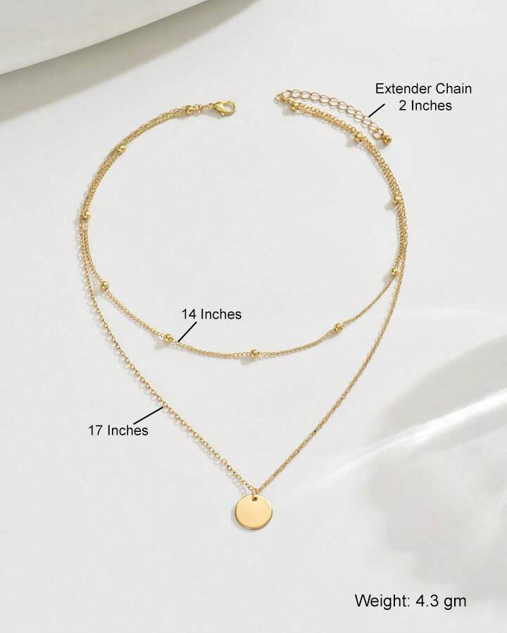 Double Layered Round Beaded Charm Necklace