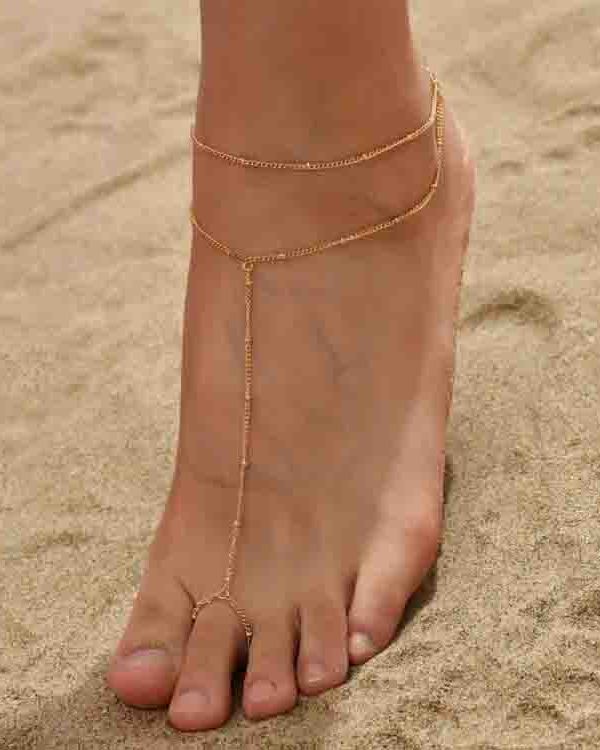 Dual Chain Toe Ring Cum Anklet
