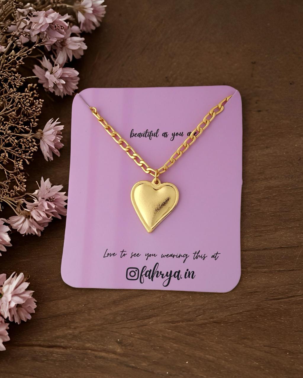 Bold Heart Pendant Anti Tarnish Chain