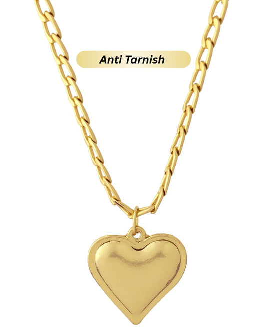 Bold Heart Pendant Anti Tarnish Chain