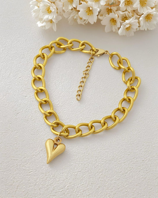 Heart Pendant Anti Tarnish Bracelet