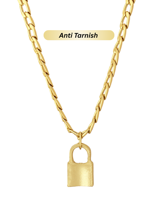 Lock Pendant Anti Tarnish Chain