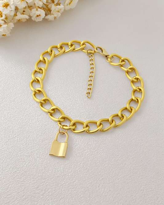 Lock Pendant Anti Tarnish Bracelet