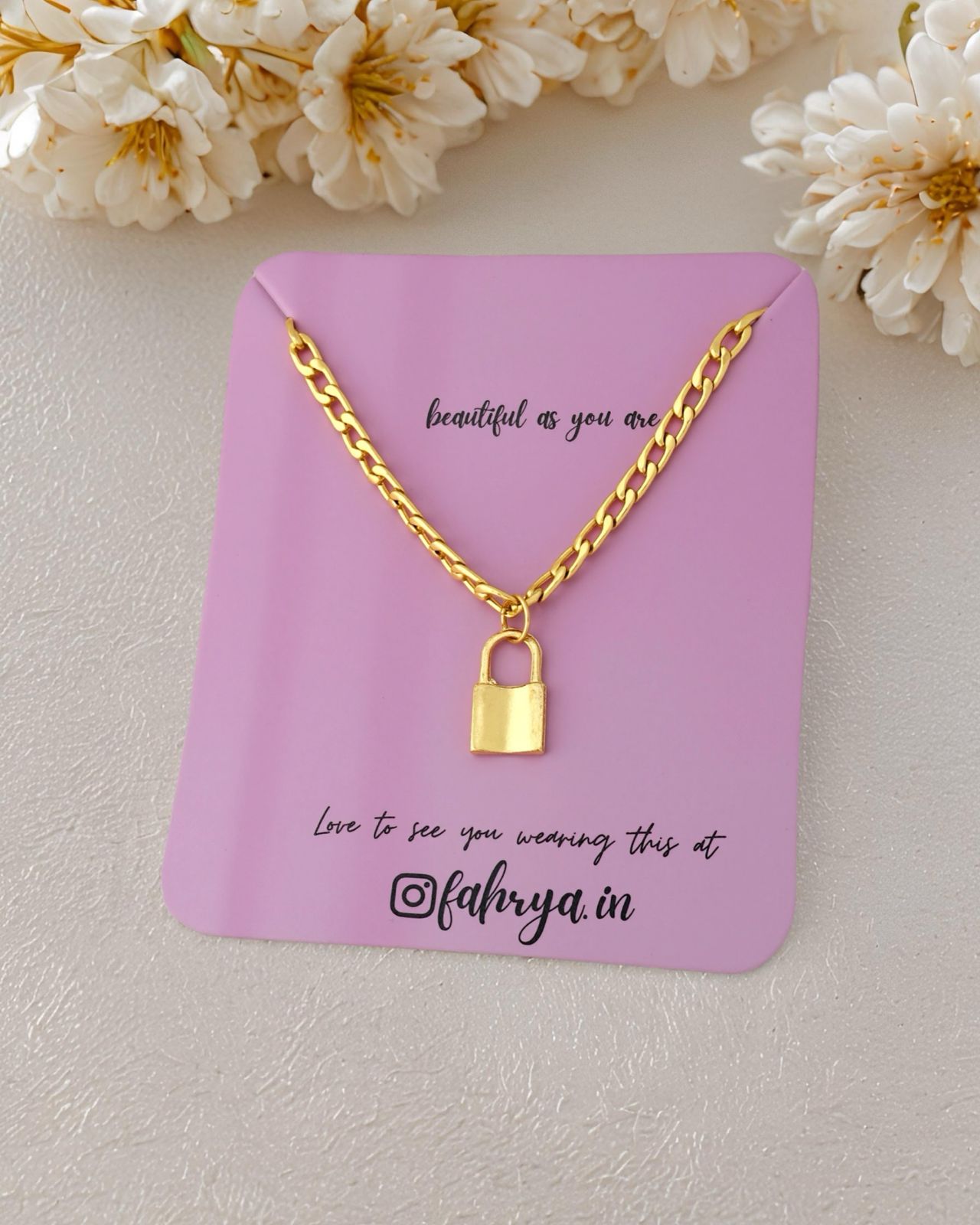 Lock Pendant Anti Tarnish Chain