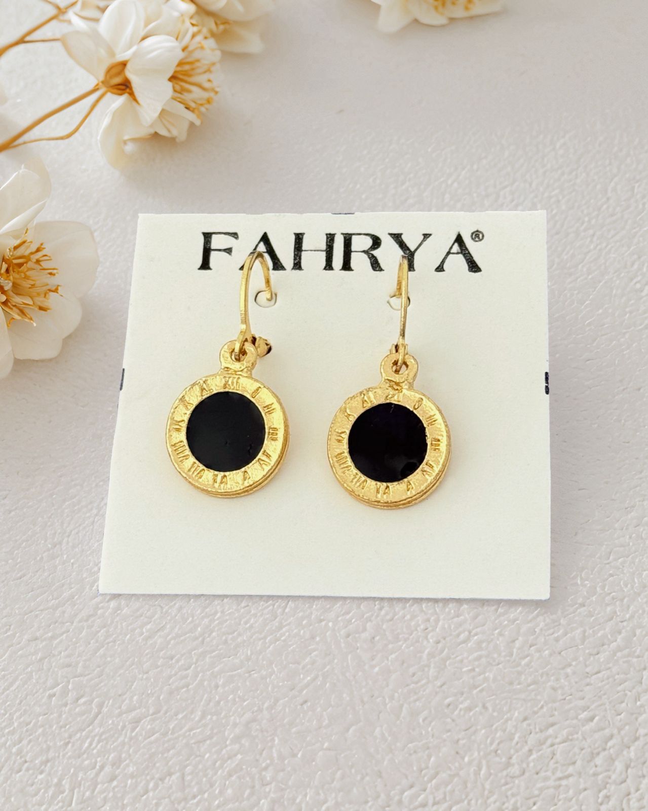 Black Roman Clock Earrings
