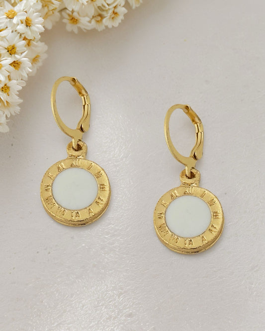 White Roman Clock Earrings