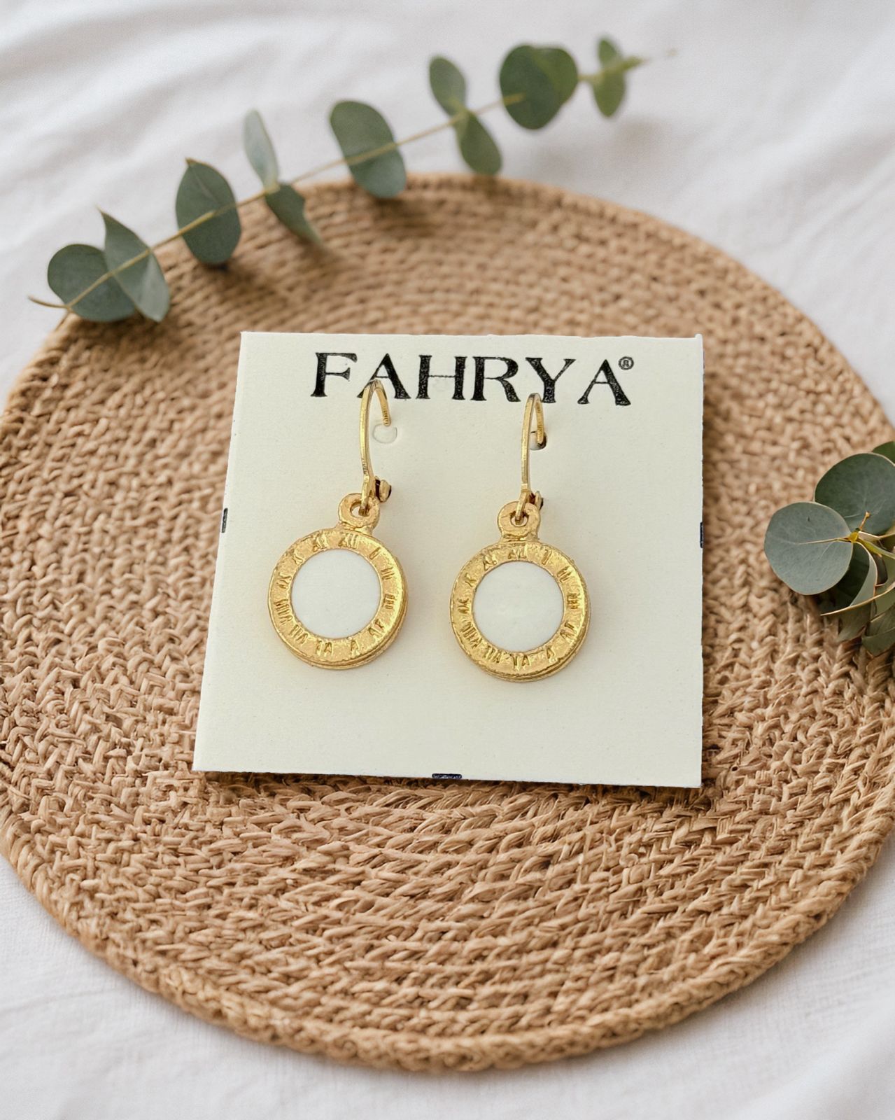 White Roman Clock Earrings
