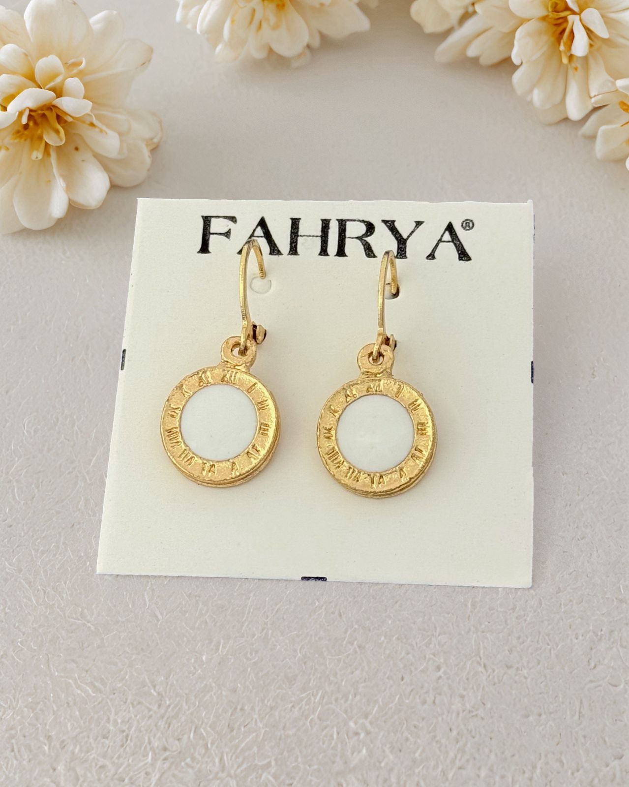 White Roman Clock Earrings