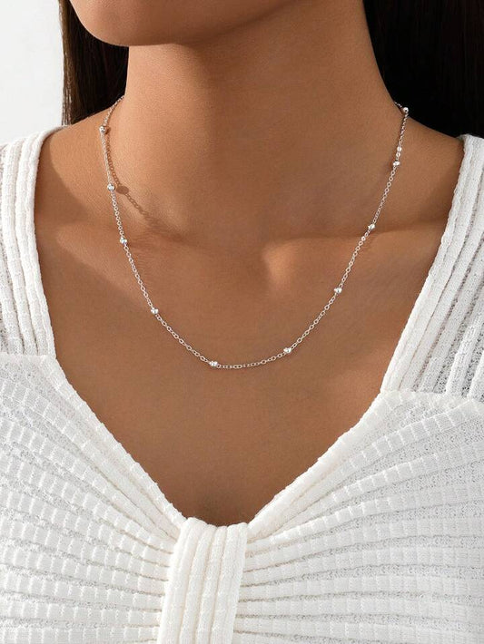 Silver Beaded Chain Necklace
