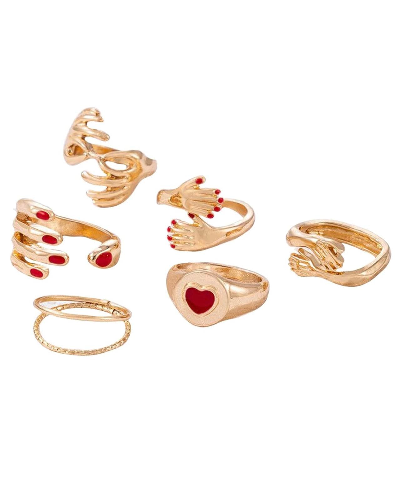 6 Gold Plated Adjustable Hug Finger Ring
