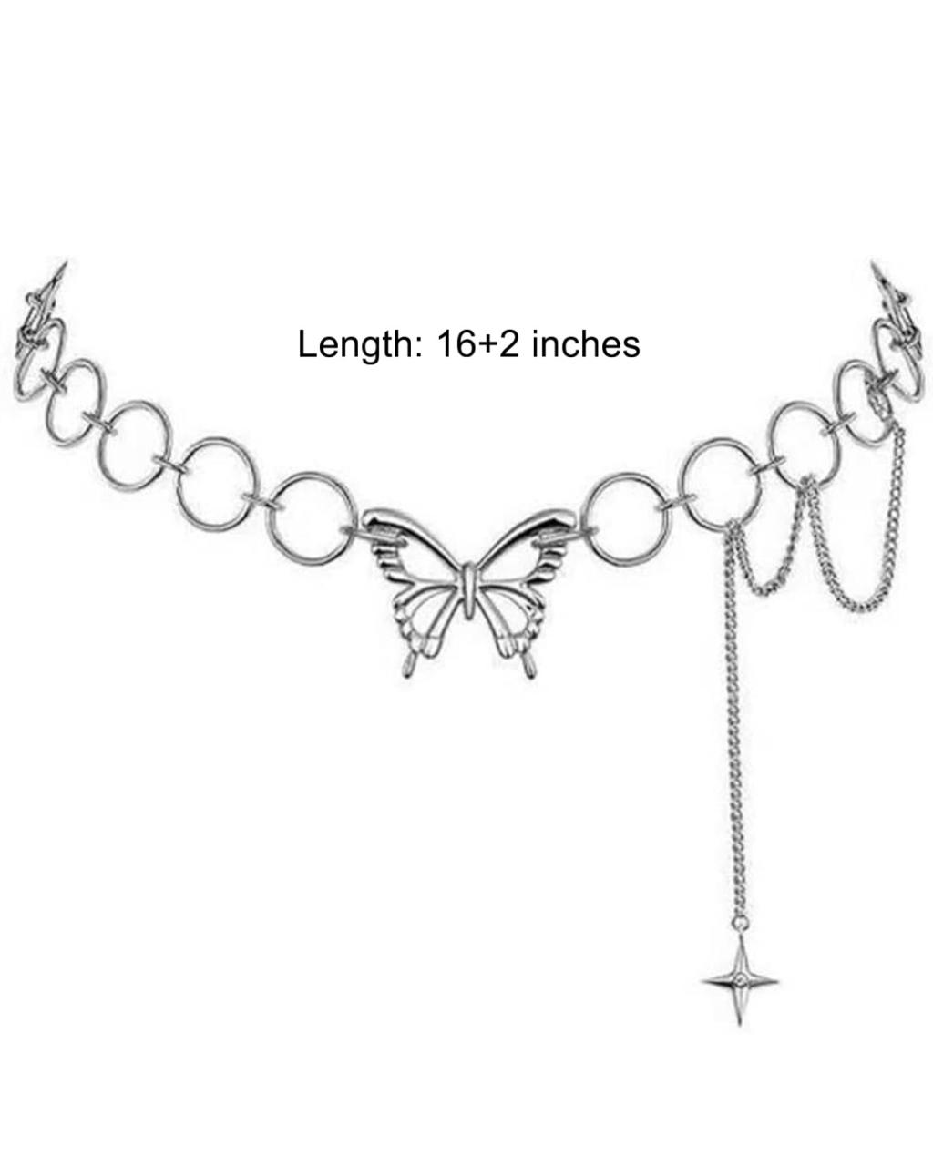 Butterfly Silver Rings Chain Style Necklace