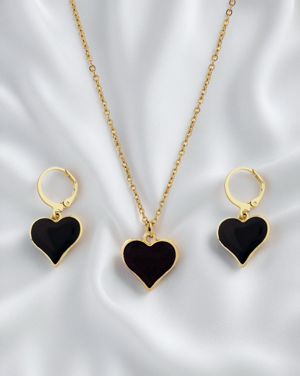 Heart Pendant Set-Black