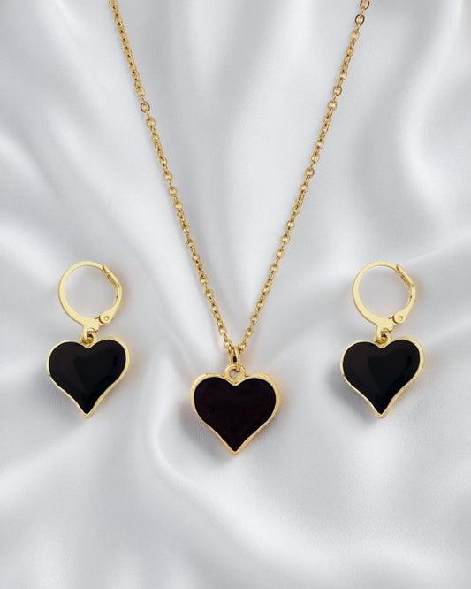 Heart Pendant Set-Black