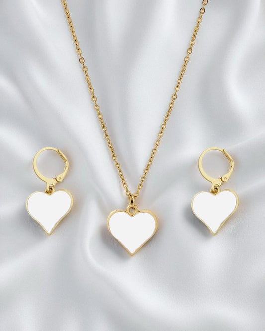 Heart Pendant Set-White
