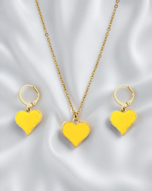 Heart Pendant Set-Yellow