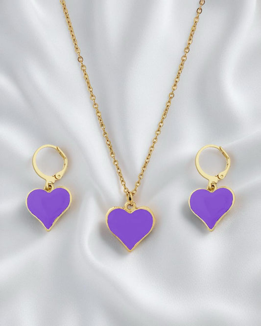 Heart Pendant Set-Purple