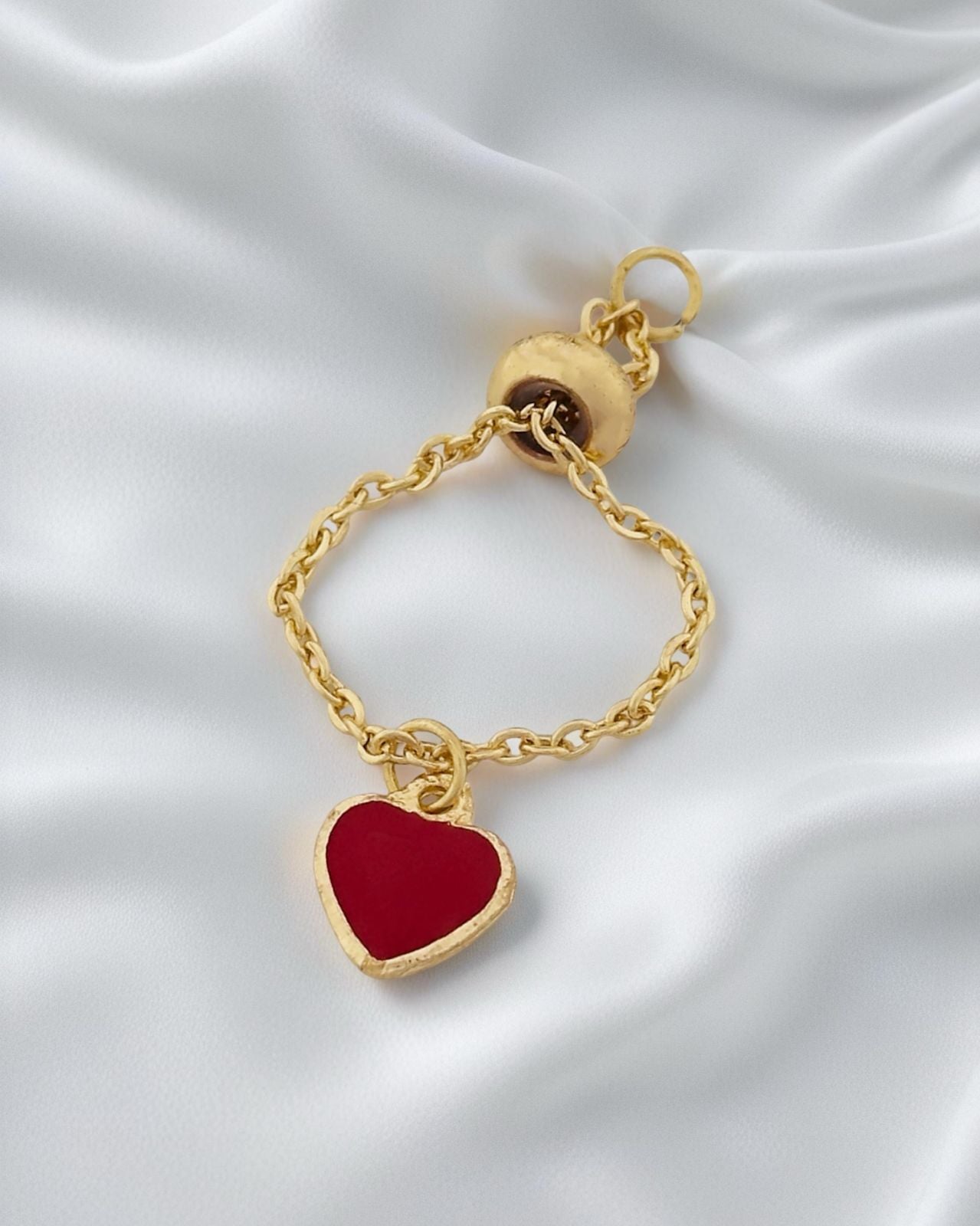Small Heart Chain Ring