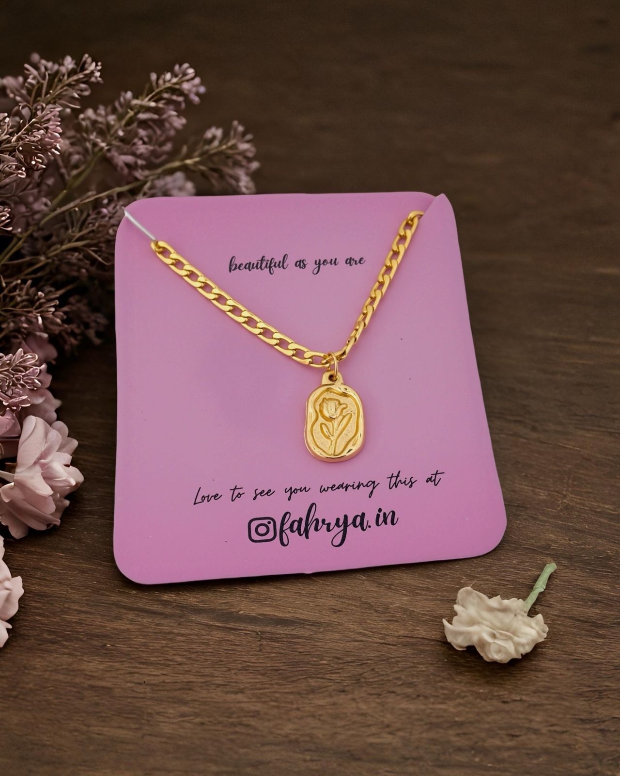 Rose Pendant Anti Tarnish Chain