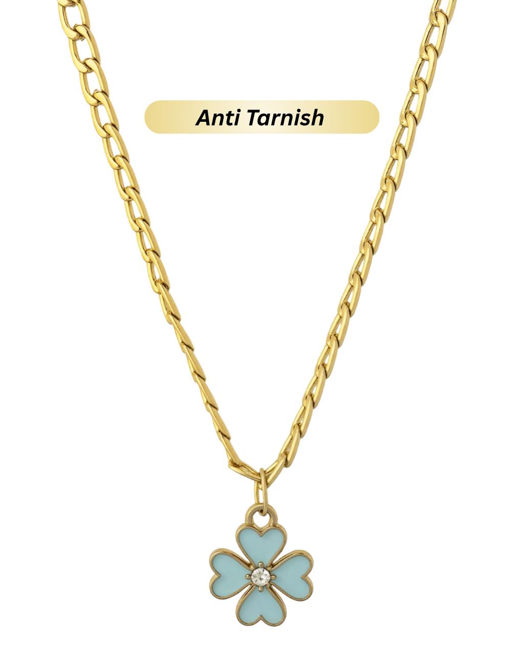 Blue Clover Charm Anti Tarnish Chain