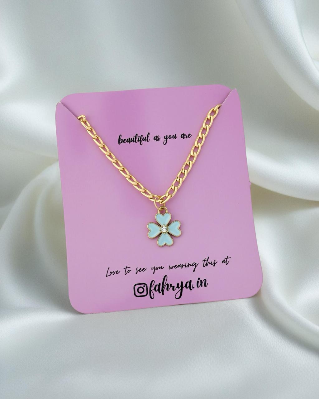 Blue Clover Charm Anti Tarnish Chain