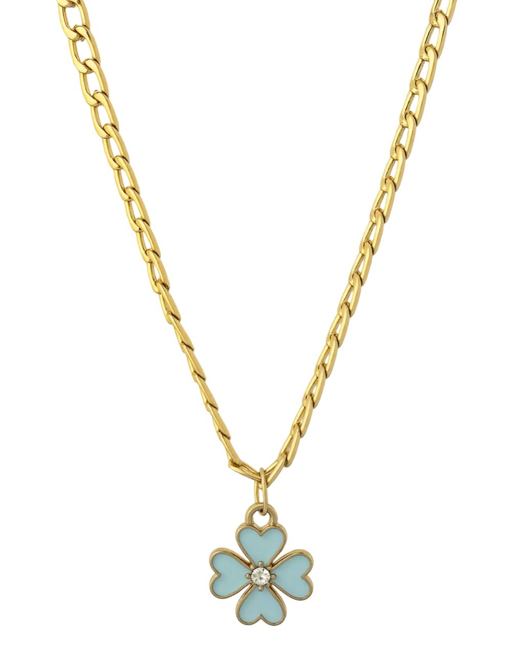 Blue Clover Charm Anti Tarnish Chain