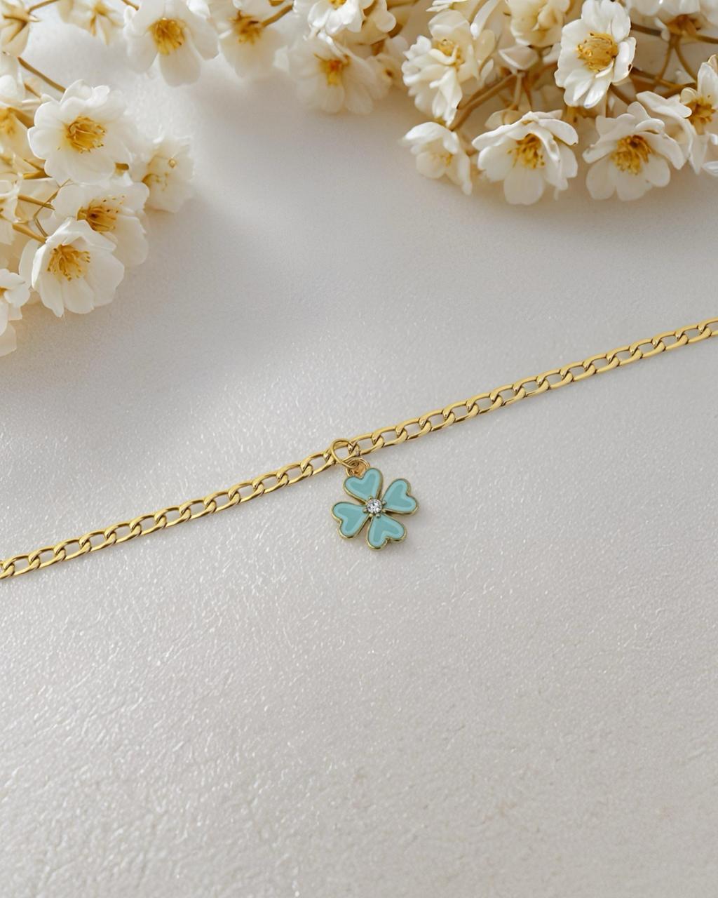 Blue Clover Charm Anti Tarnish Chain