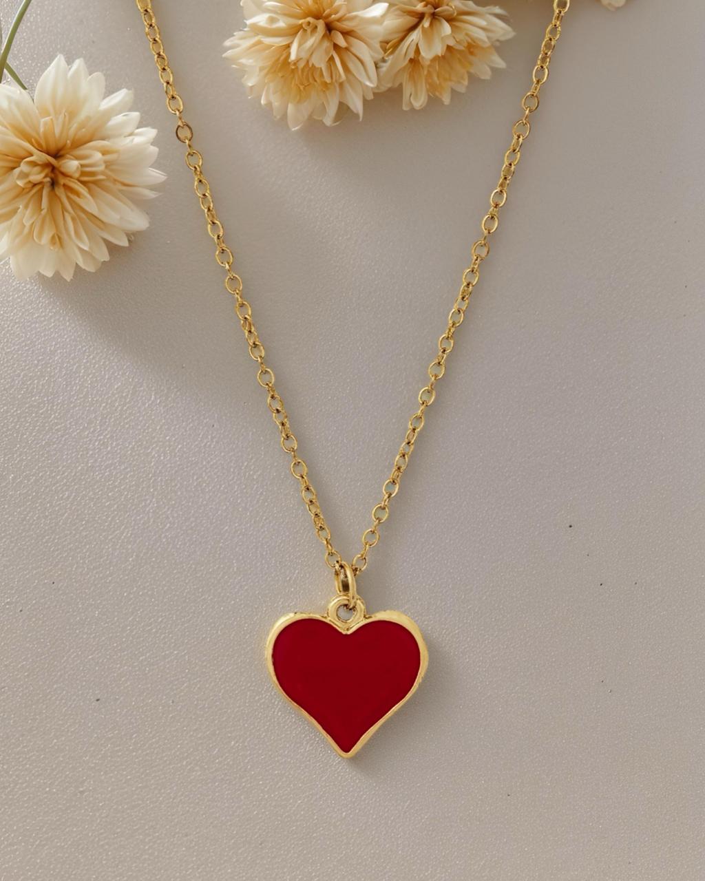 Heart Pendant Set-Red