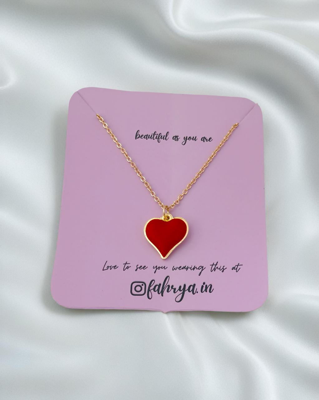 Heart Pendant Set-Red