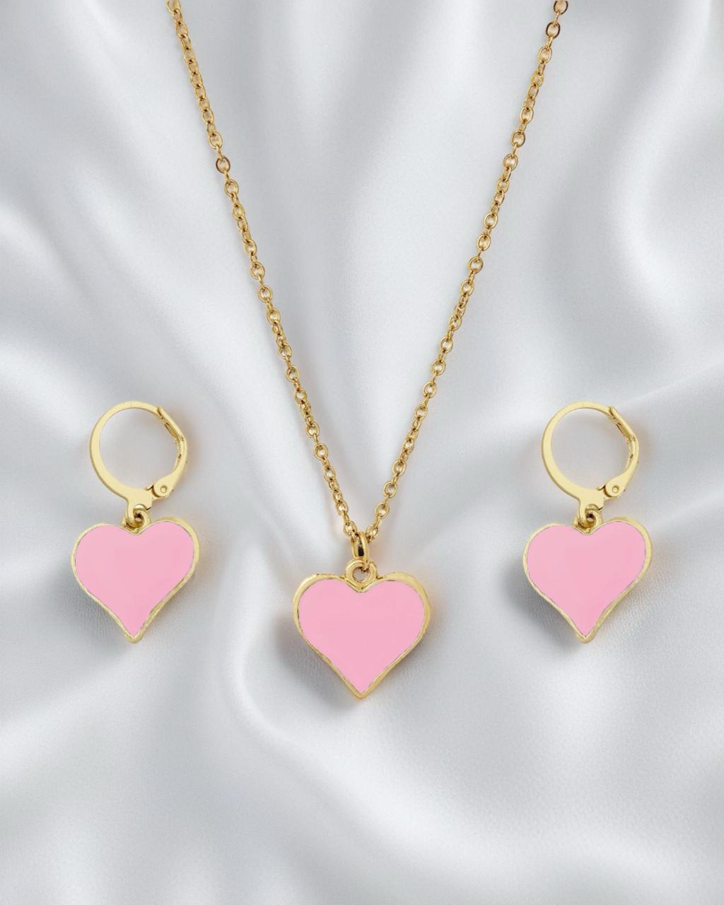 Heart Pendant Set-Pink