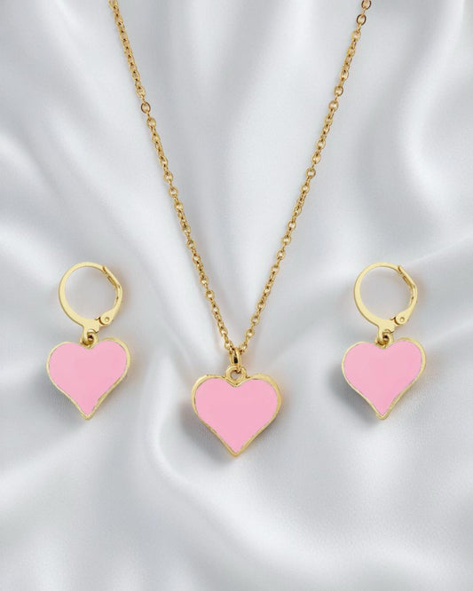 Heart Pendant Set-Pink