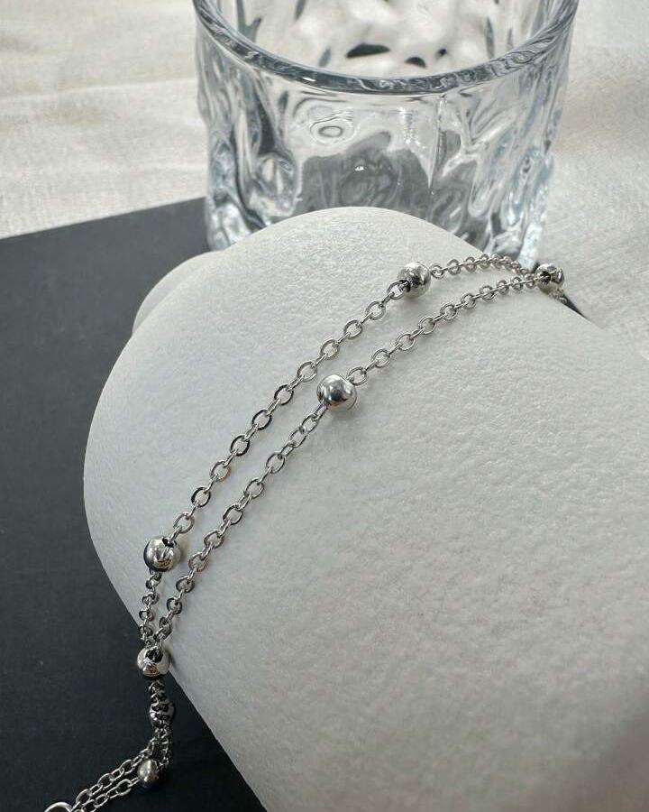 Double Layered Chain Anklet (Silver)