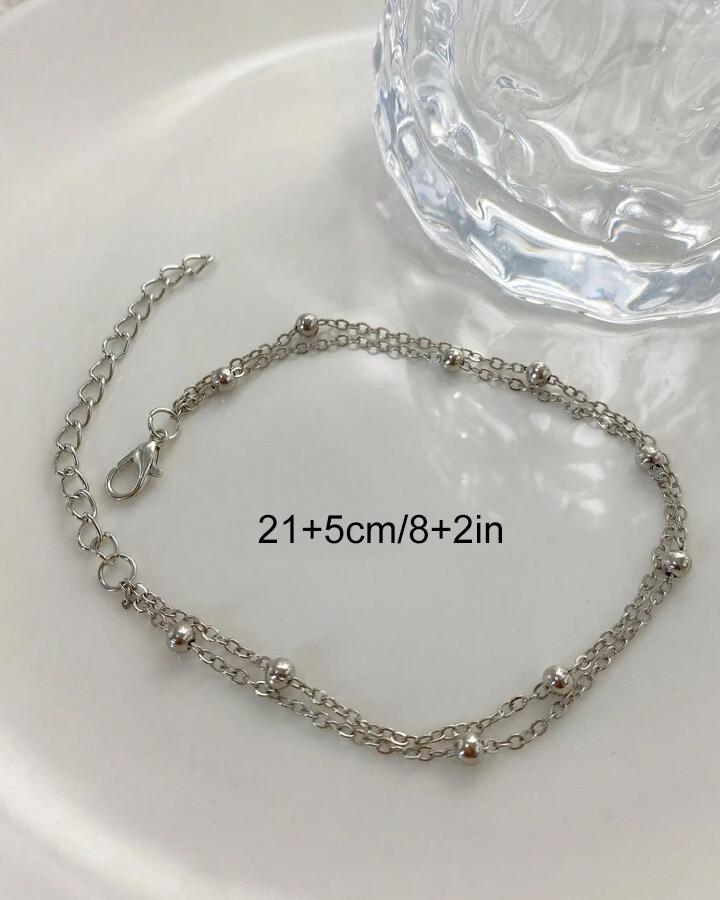 Double Layered Chain Anklet (Silver)