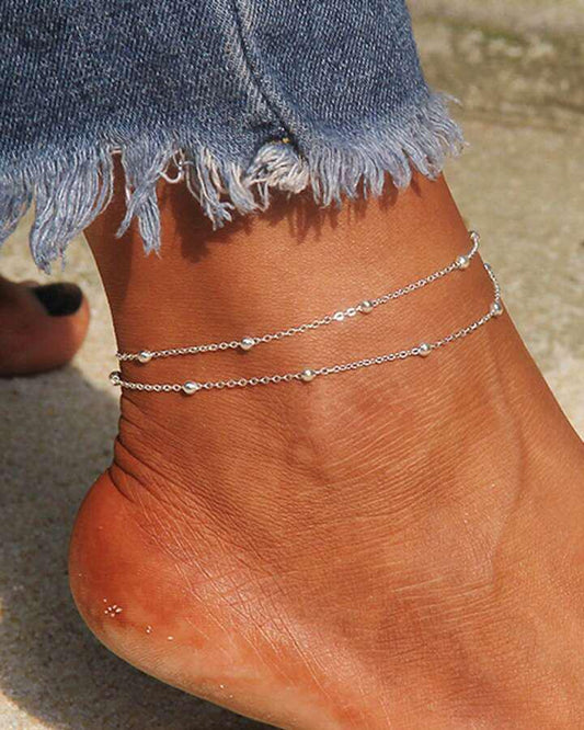 Double Layered Chain Anklet (Silver)