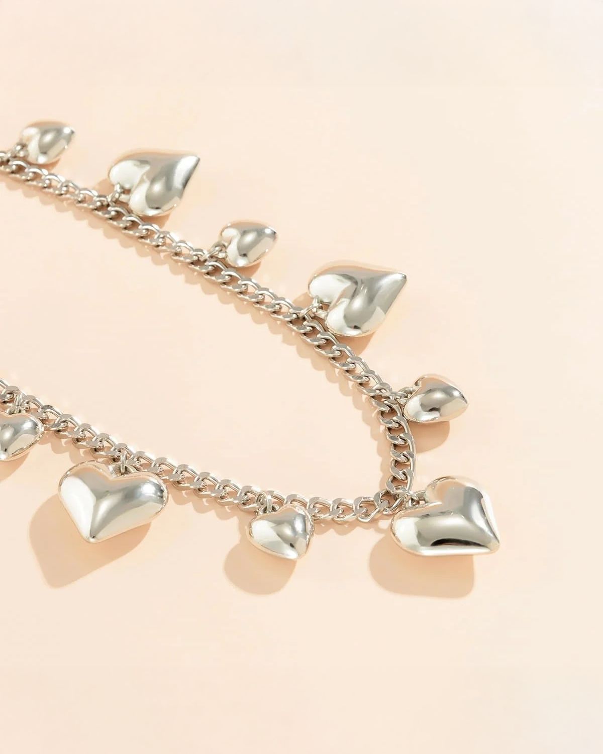 Big Small Heart Waist Chain (Silver)