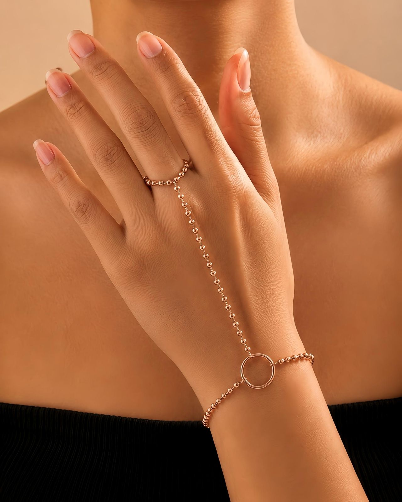Halo Bead Hand Chain Bracelet