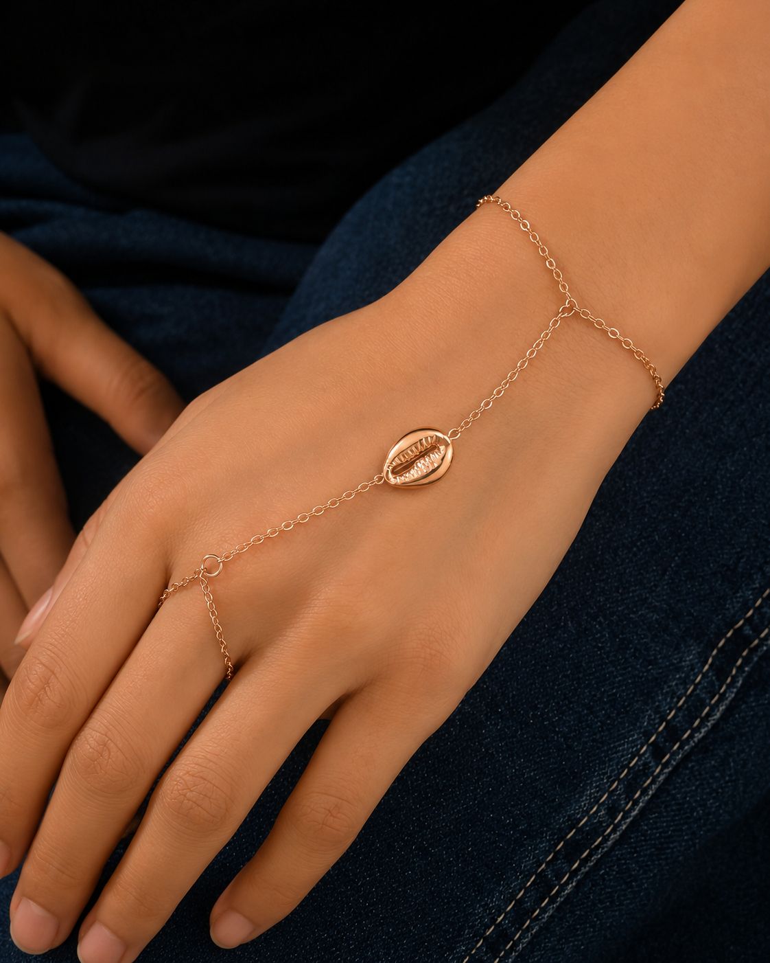 Cowrie Shell Hand Chain Bracelet