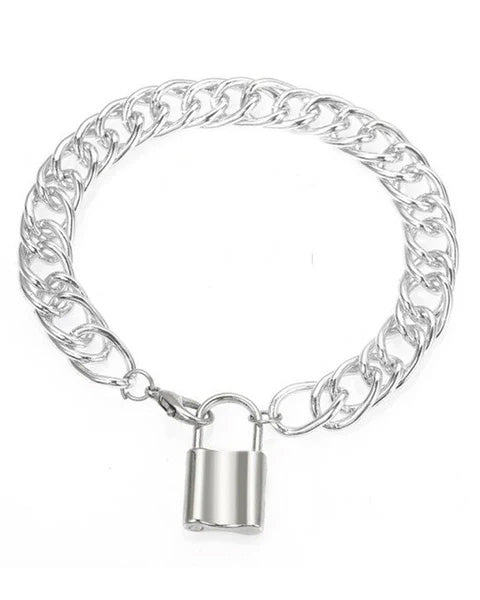 Silver Lock Anklet Cum Bracelet