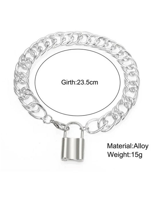 Silver Lock Anklet Cum Bracelet