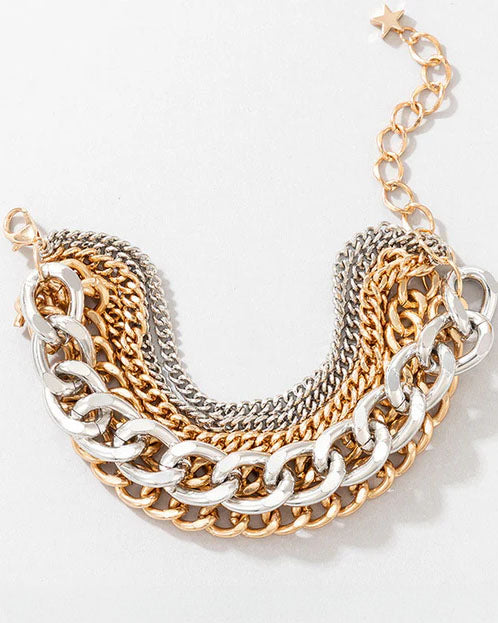 Gold & Silver Multi-Strand Charm Bracelet