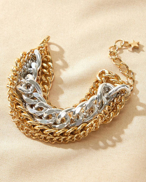 Gold & Silver Multi-Strand Charm Bracelet