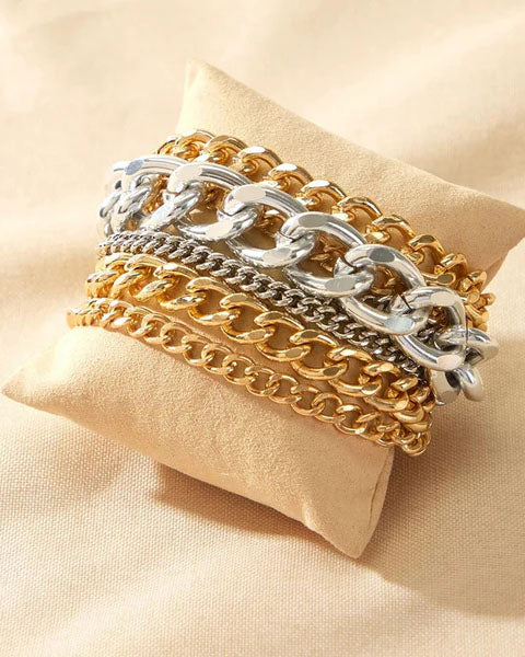 Gold & Silver Multi-Strand Charm Bracelet