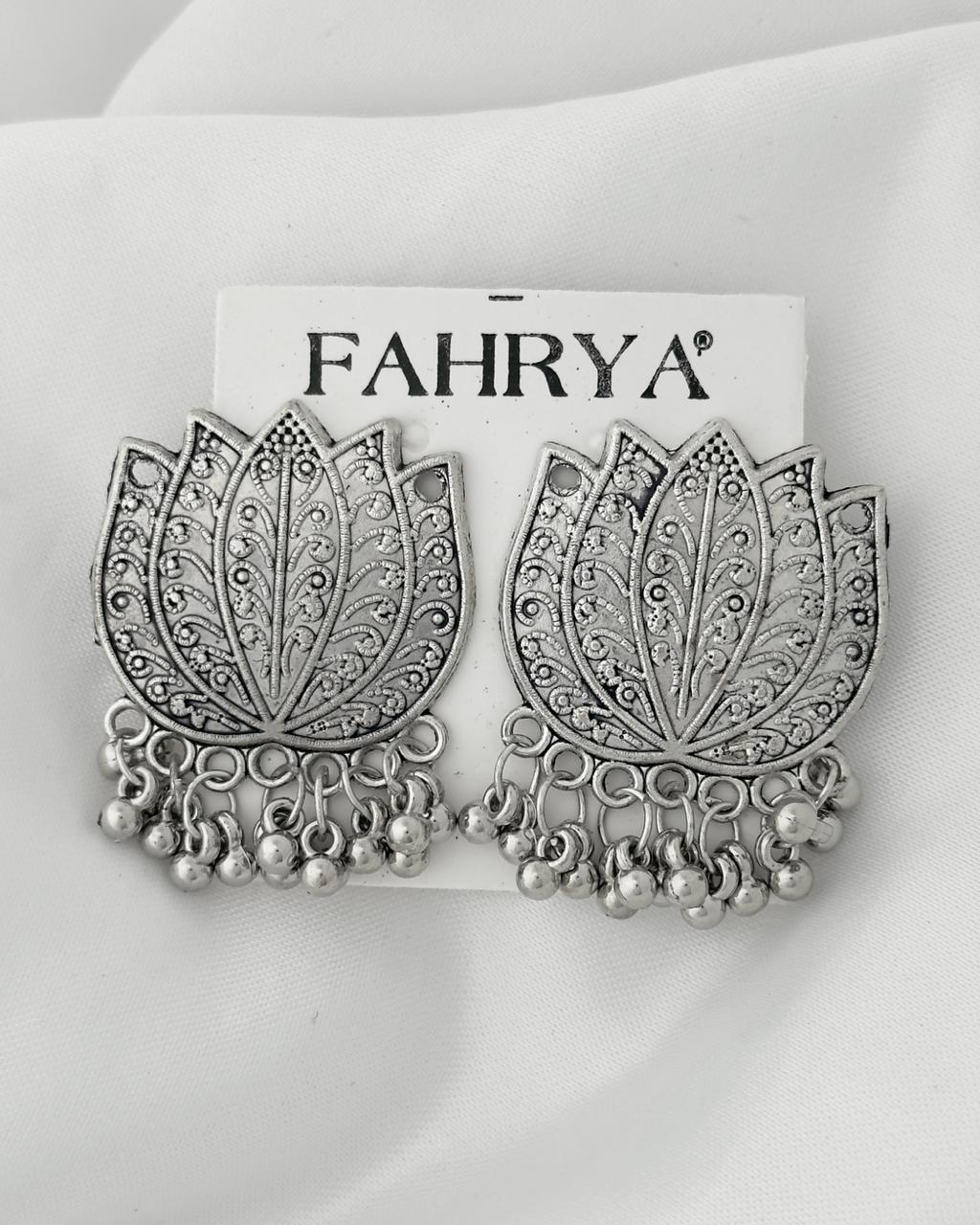 Lotus Oxidized Earrings