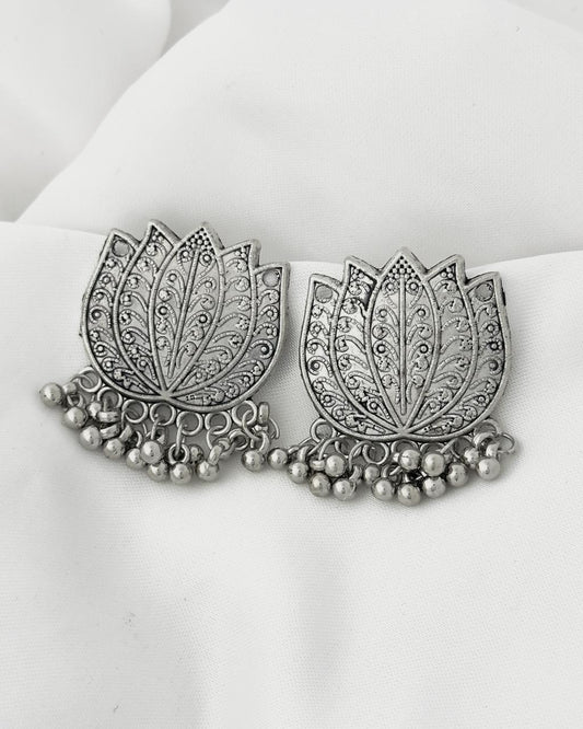 Lotus Oxidized Earrings