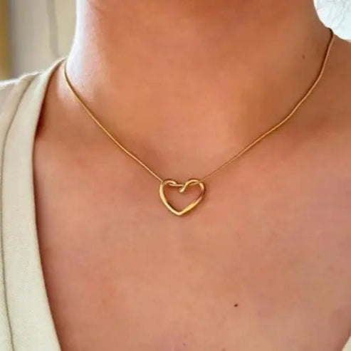 Gold Heart Pendant Necklace